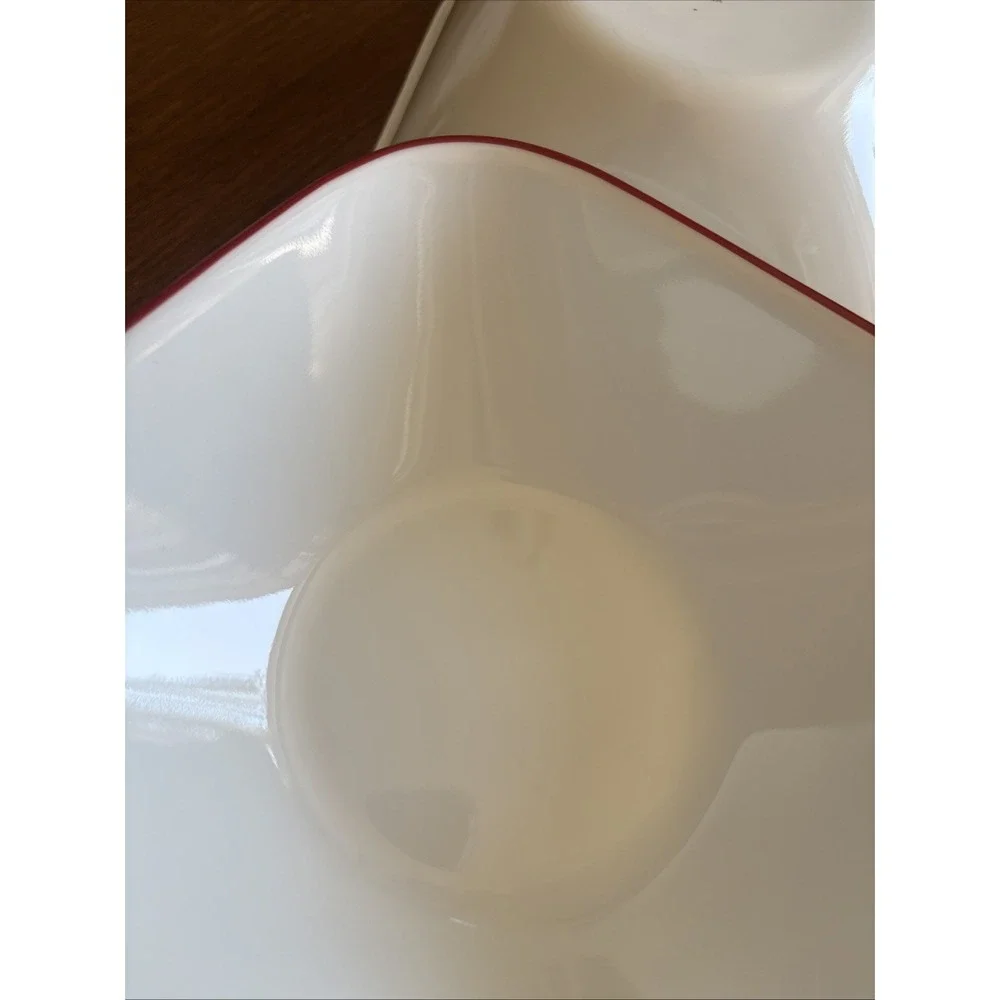 Corelle Vitrelle Set of 4 Urban Square Cereal Bowls White Red